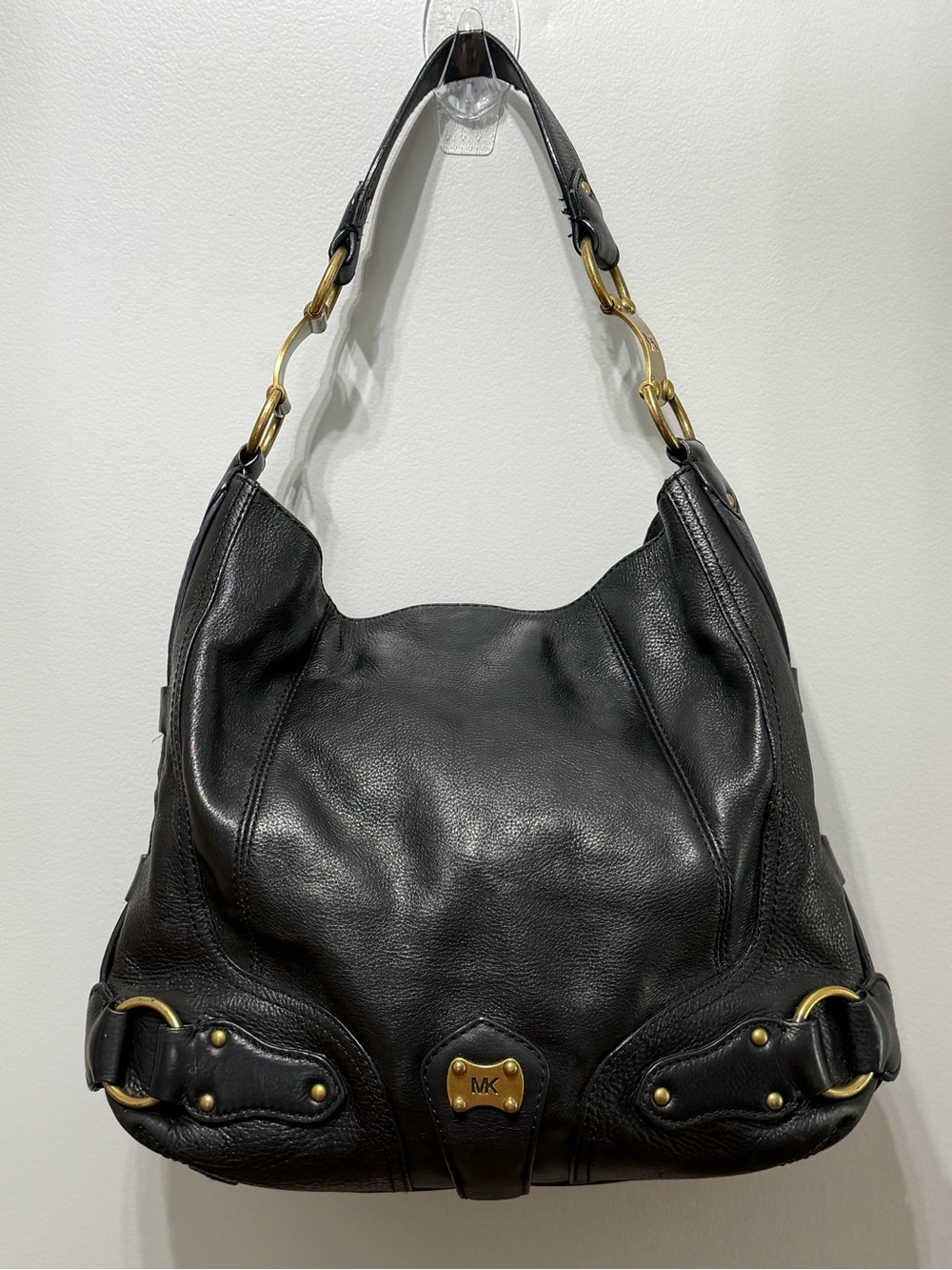 Vintage Michael Kors Chandler Black Pebbled Leather Slouchy Hobo Bag